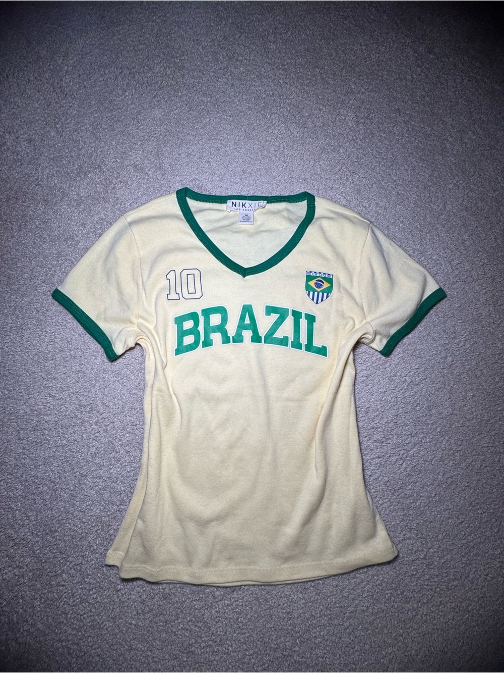 Brazil Football #10 Graphic Junior Tee with Green Trim
